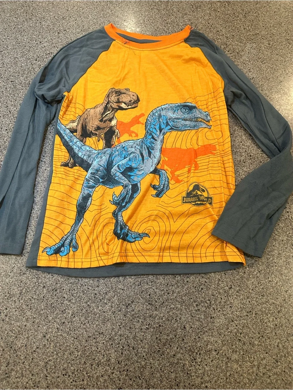 Boys' Orange & Gray Dinosaur Long Sleeve PJ Shirt